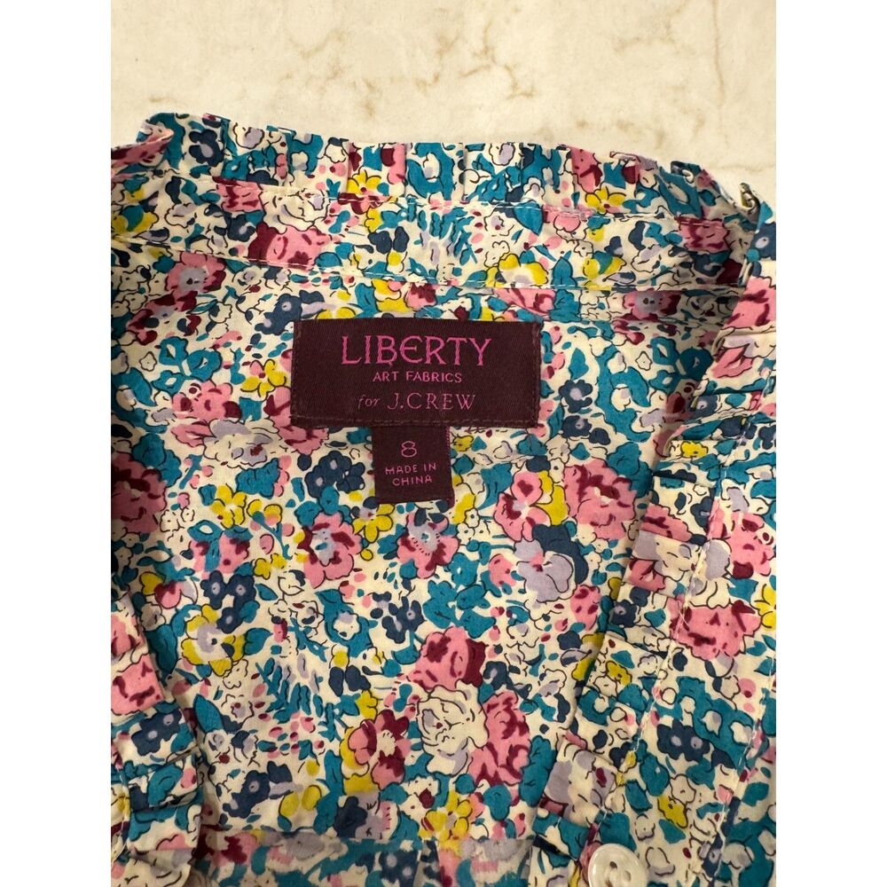 J.Crew Liberty Print Floral Ruffle Collar Button-Down Shirt – Size 8 (Runs Slim) - Picture 8 of 10